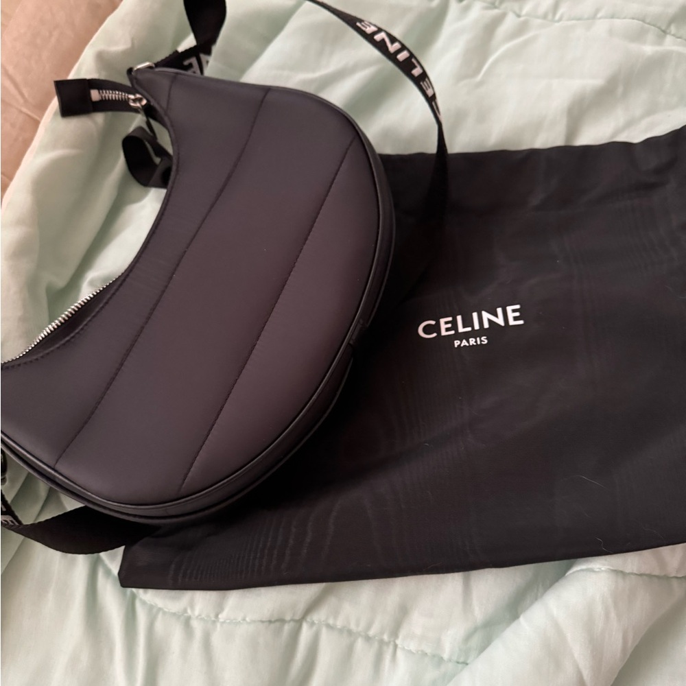 Celine Black Curved Shoulder Bag